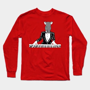 Pianist Who has been turned into a tapir With Red Background Long Sleeve T-Shirt